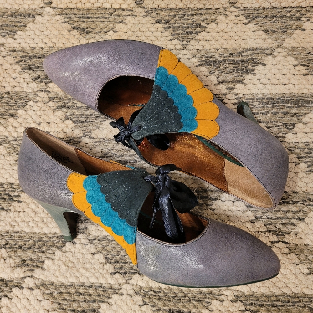 Poetic Licence London blue grey peacock heels - 9
